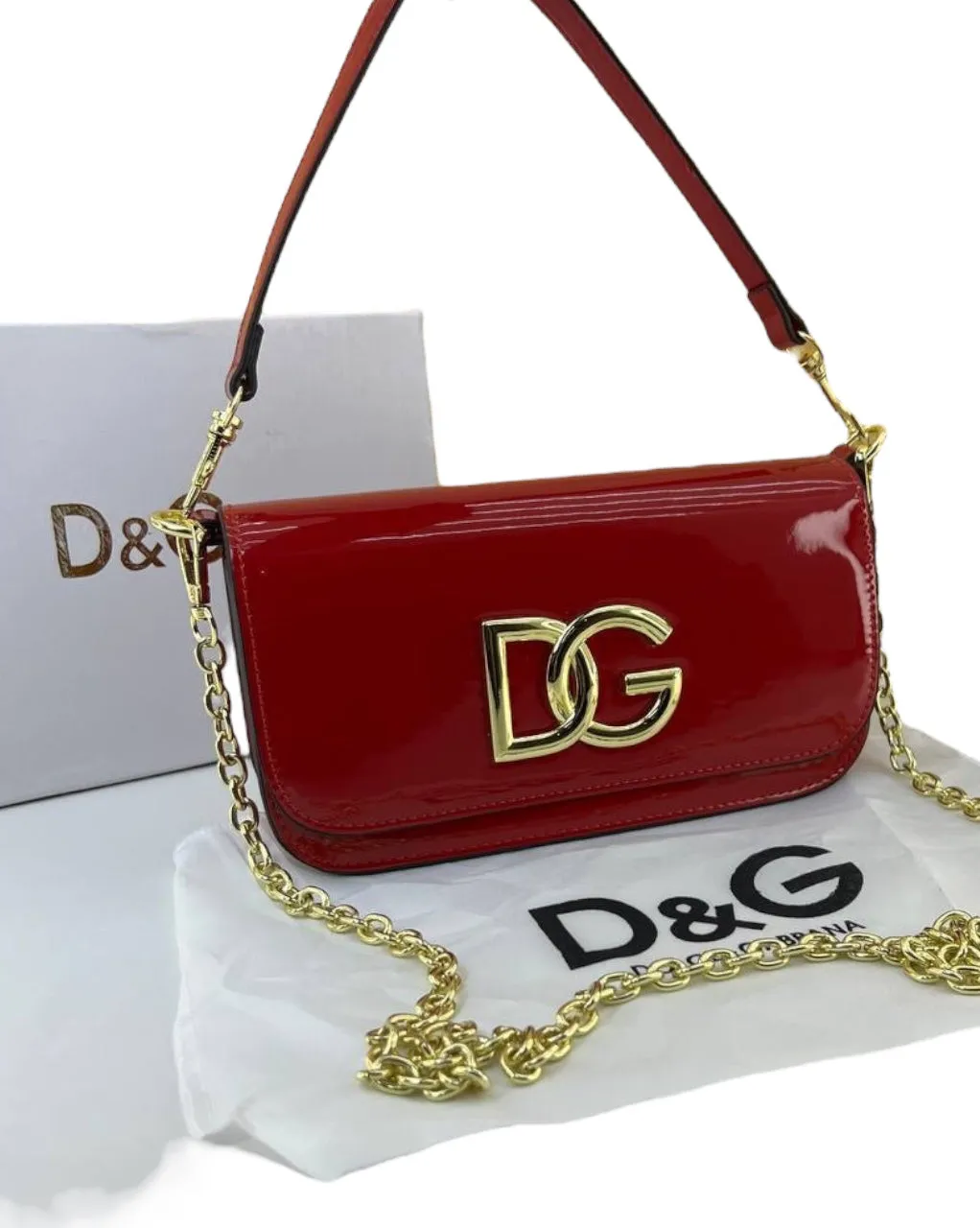 Dolce & Gabbana DG Logo Patent Leather Shoulder Bag (12x22)