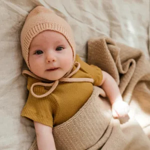 Dolly Merino Wool Baby Bonnet (Apricot)