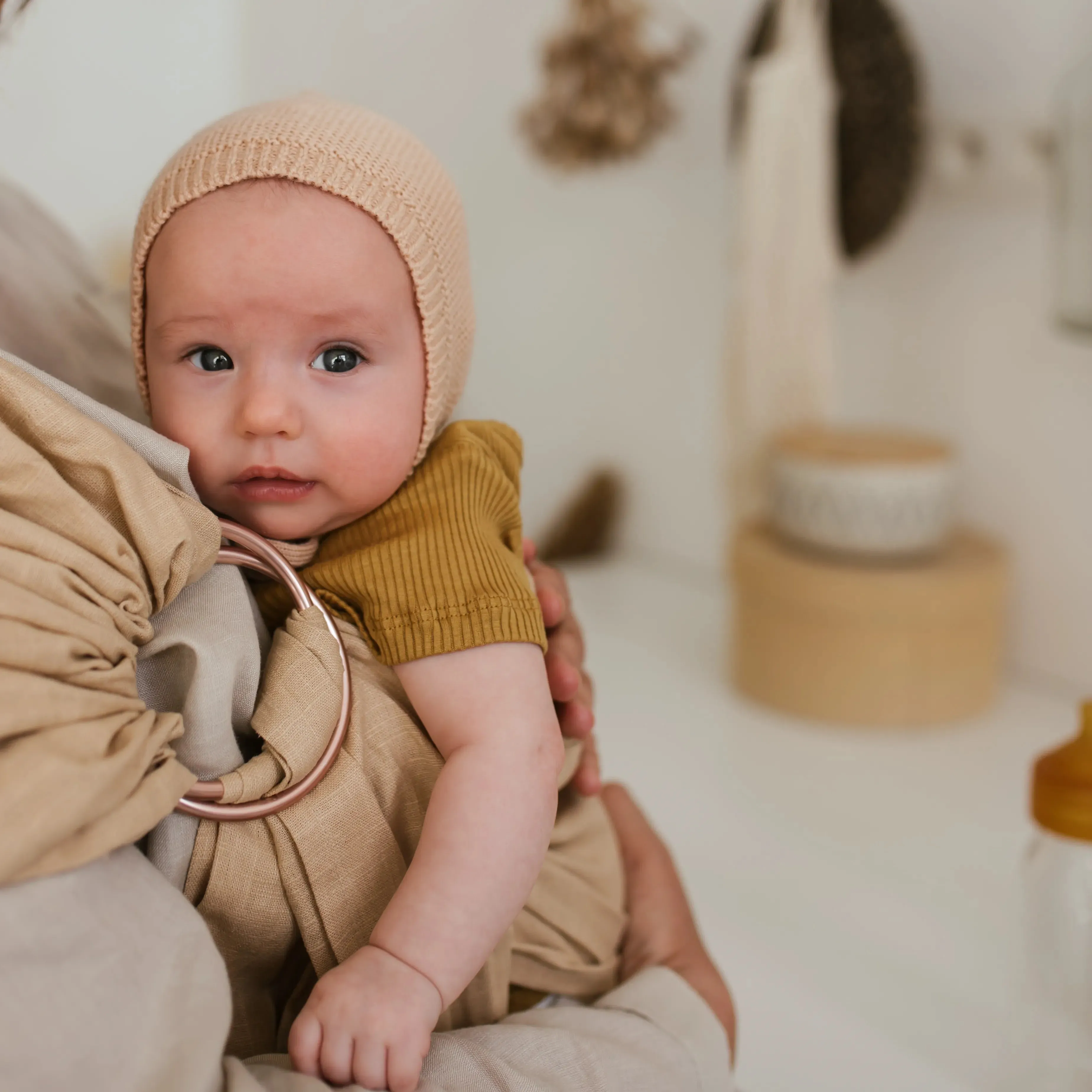 Dolly Merino Wool Baby Bonnet (Apricot)
