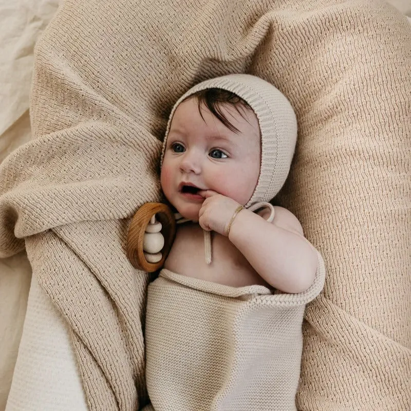 Dolly Merino Wool Baby Bonnet (Off White)