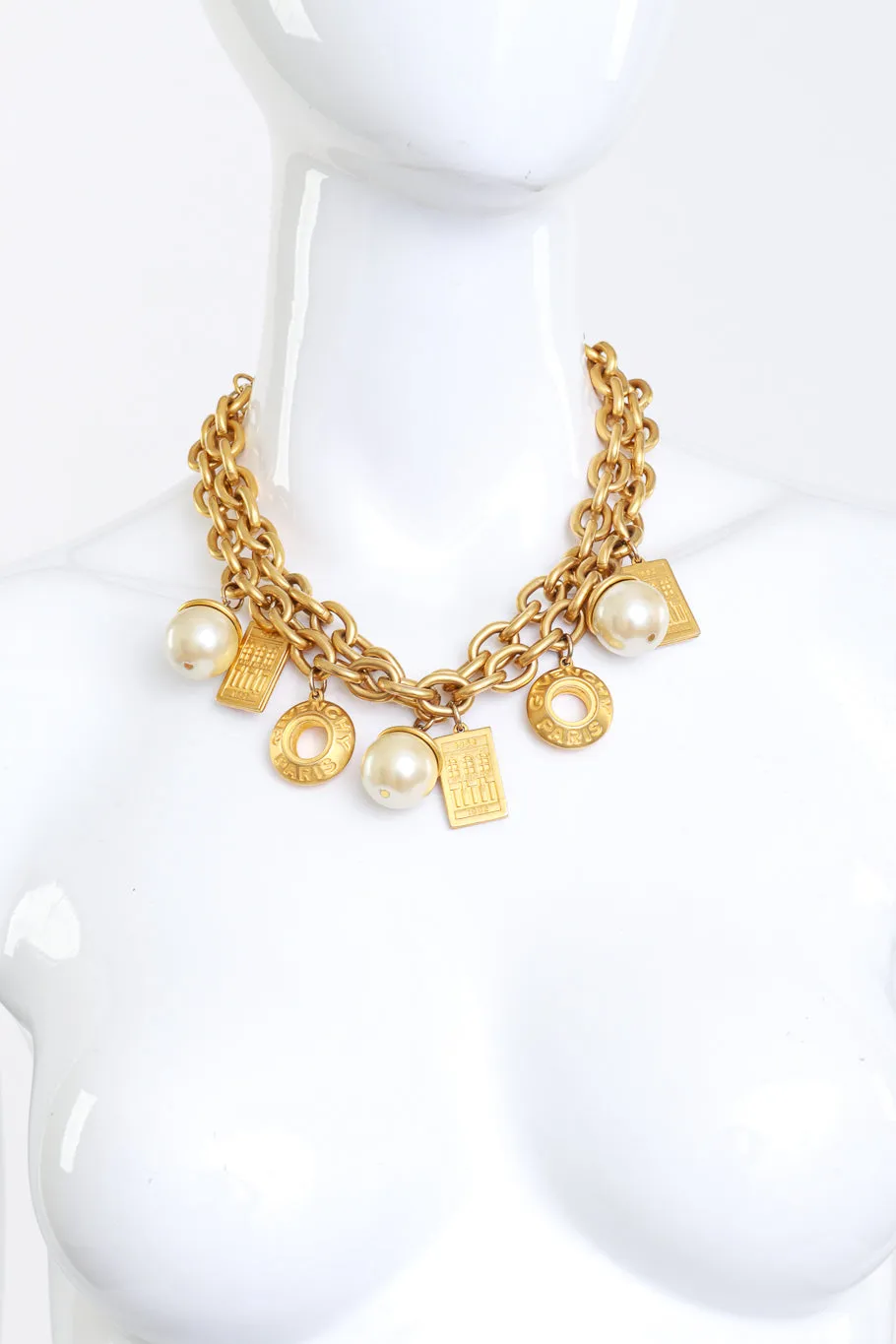 Double Chain Souvenir Charm Necklace