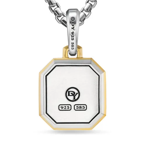 E Initial Amulet in Sterling Silver with 14K Yellow Gold, 17mm