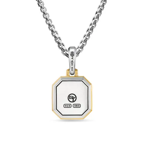 E Initial Amulet in Sterling Silver with 14K Yellow Gold, 17mm