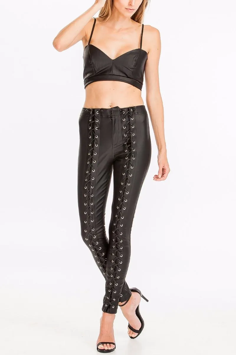 Eco Leather Macrame Detail Bralette