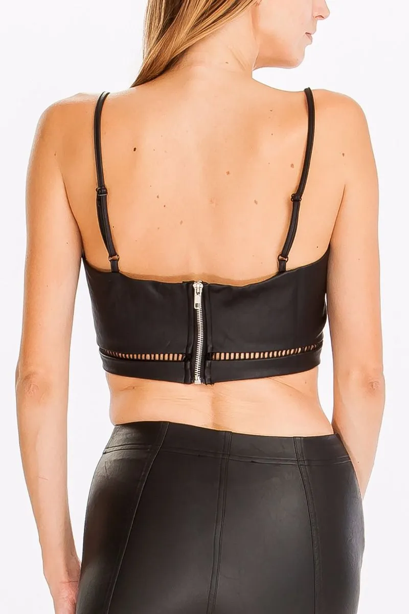 Eco Leather Macrame Detail Bralette