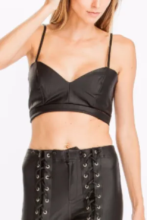 Eco Leather Macrame Detail Bralette
