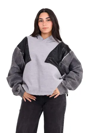 Edgy Gray Fusion Mesh Hoodie