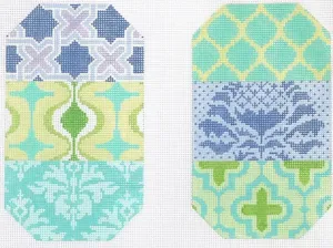 EGC-51 - Glasses Case – Damask Patchwork – blues & greens (full-size ONLY)