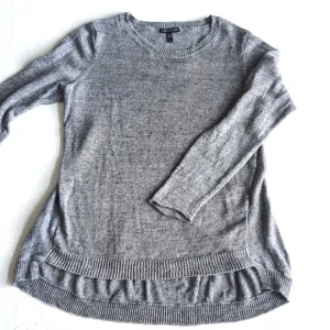 Eileen Fisher 100% Linen Gray Woven Long Sleeve Sweater Size Medium