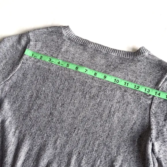 Eileen Fisher 100% Linen Gray Woven Long Sleeve Sweater Size Medium
