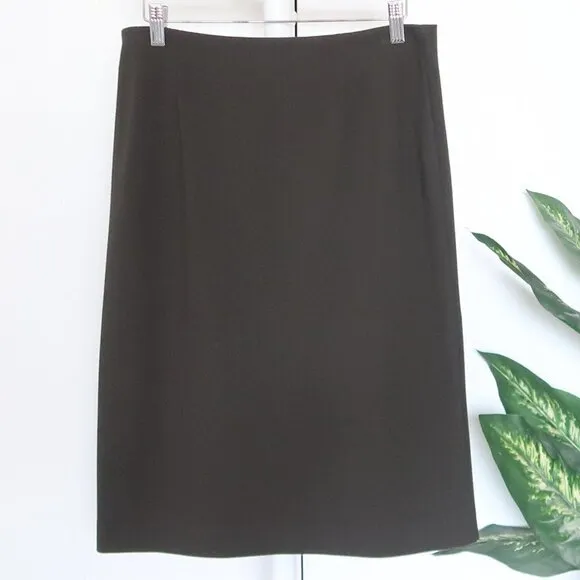 Eileen Fisher Military Green Stretchy Ponte Career Pencil Skirt Size Small S
