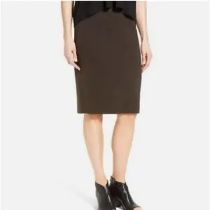 Eileen Fisher Military Green Stretchy Ponte Career Pencil Skirt Size Small S