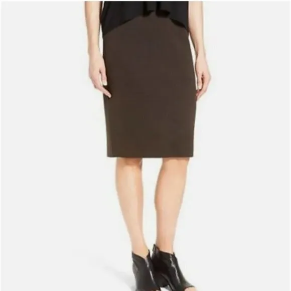 Eileen Fisher Military Green Stretchy Ponte Career Pencil Skirt Size Small S