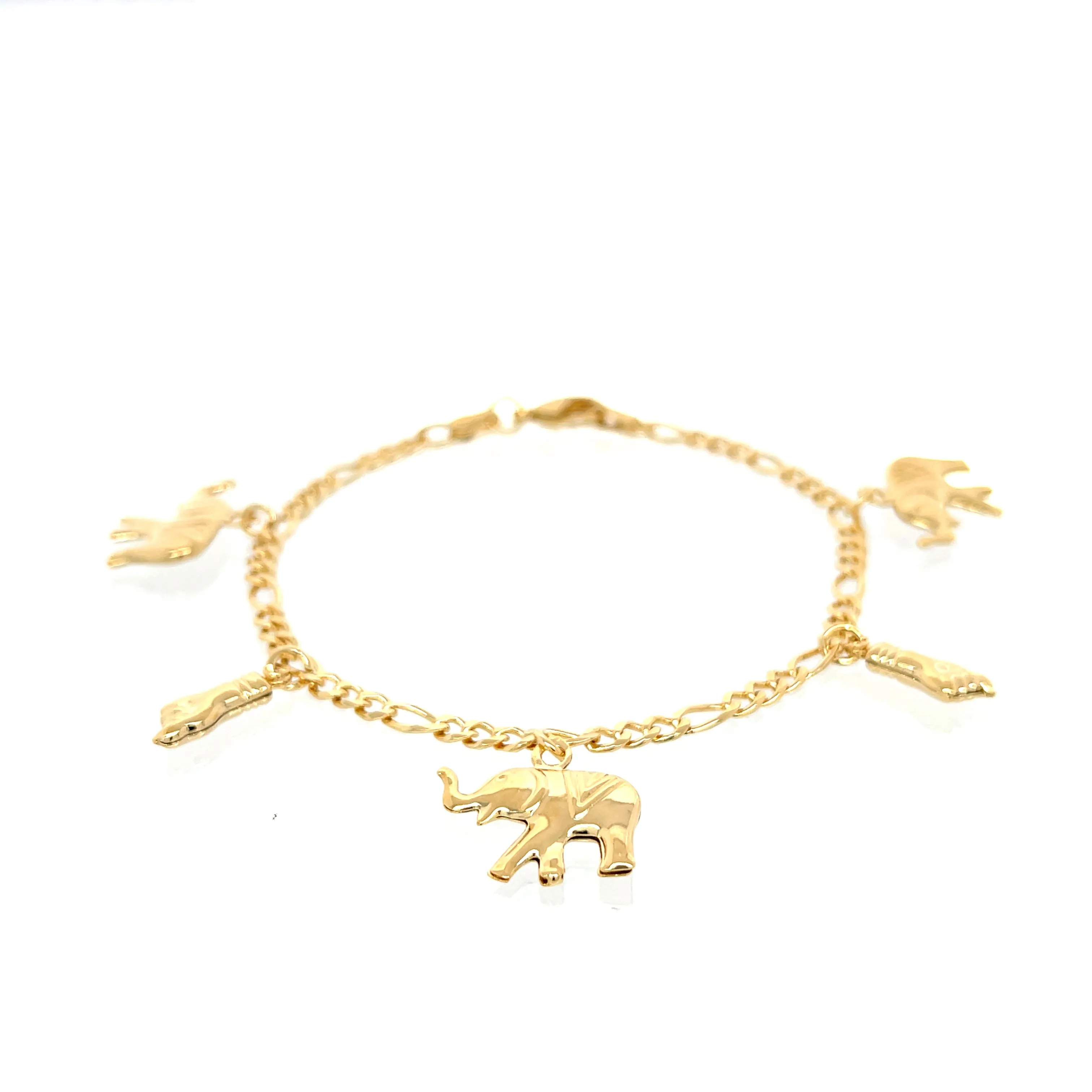 Elephant and Figa Hand Charms figaro link chain Bracelet