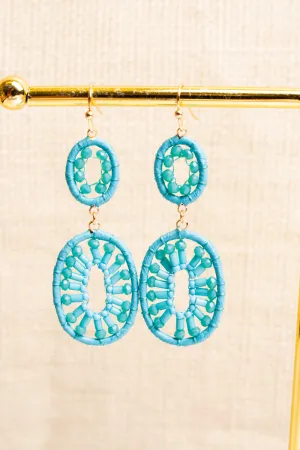 Emelia Turquoise Rafia Goldtone Earrings