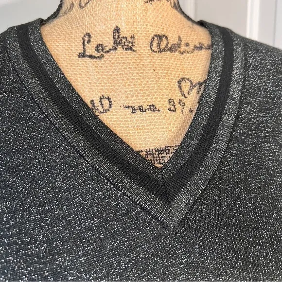 Equipment Lucinda V-Neck Black Metallic Sweater