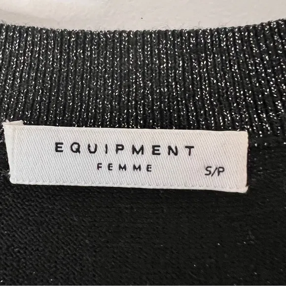 Equipment Lucinda V-Neck Black Metallic Sweater