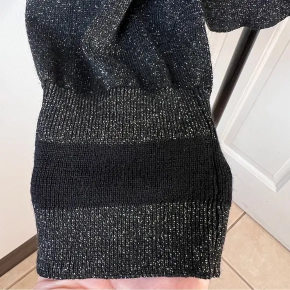 Equipment Lucinda V-Neck Black Metallic Sweater