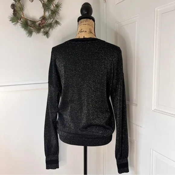 Equipment Lucinda V-Neck Black Metallic Sweater