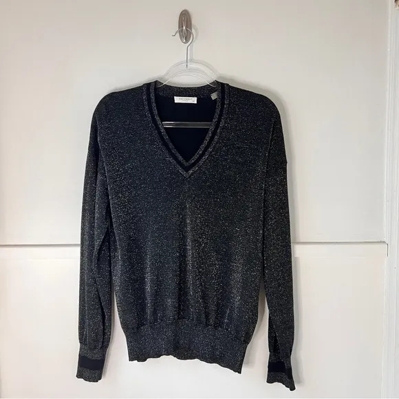 Equipment Lucinda V-Neck Black Metallic Sweater
