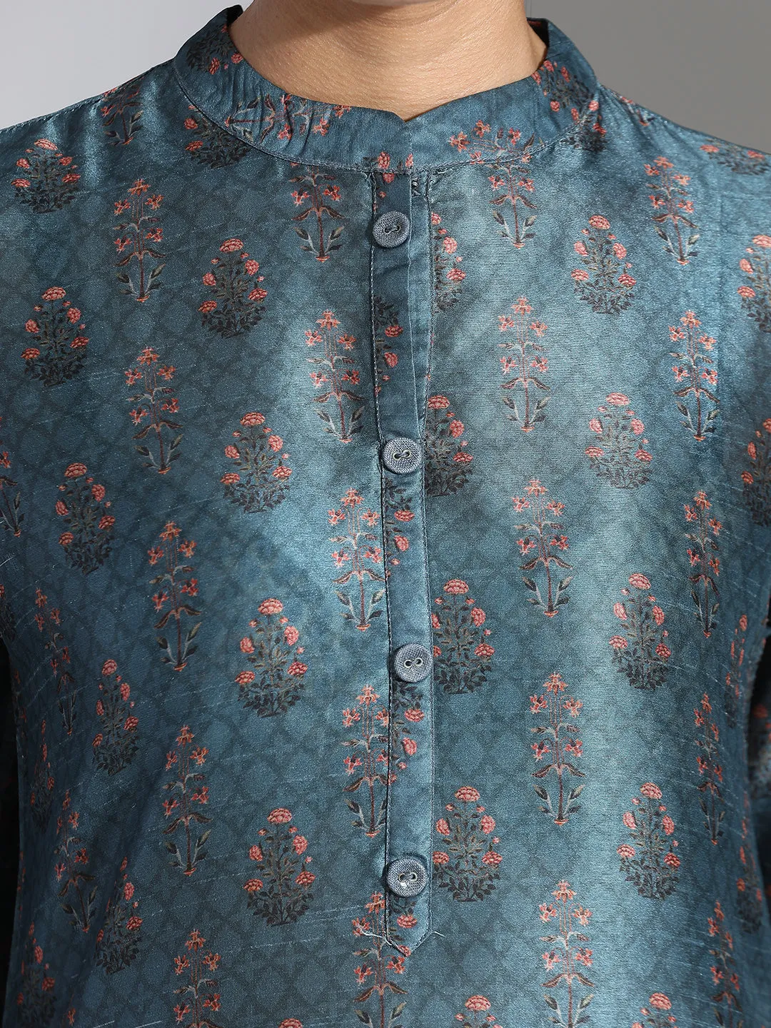 Ethnic Printed Poly Chanderi Kurta