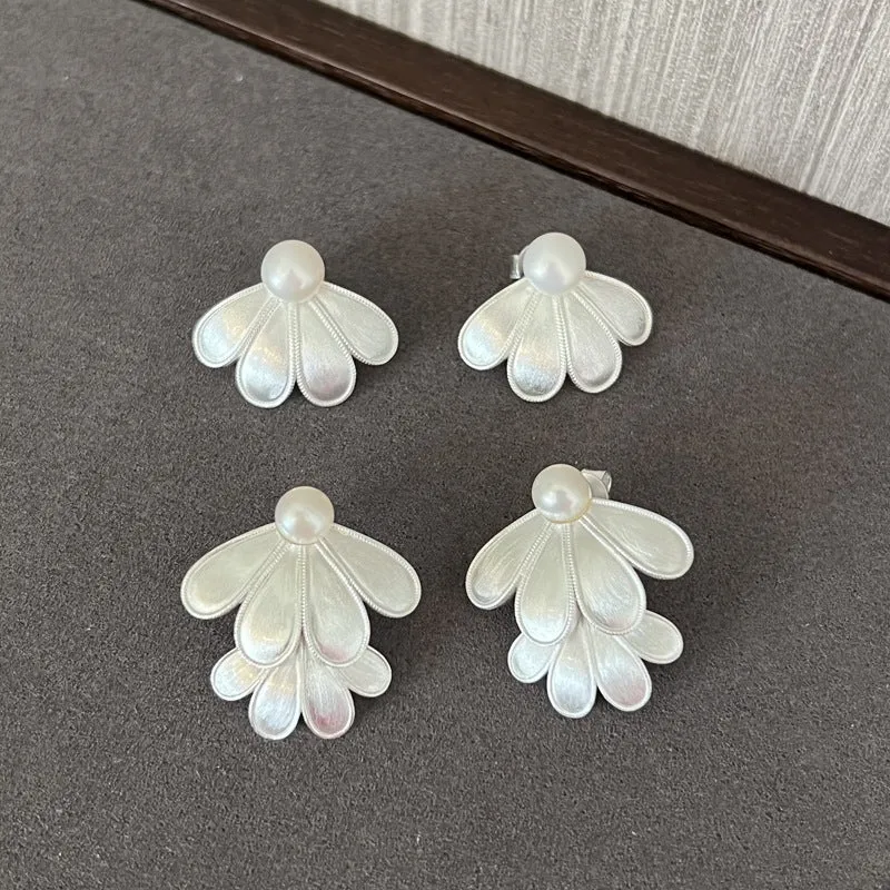 Ethnic Style Double Soma Flowers Pearl Earrings