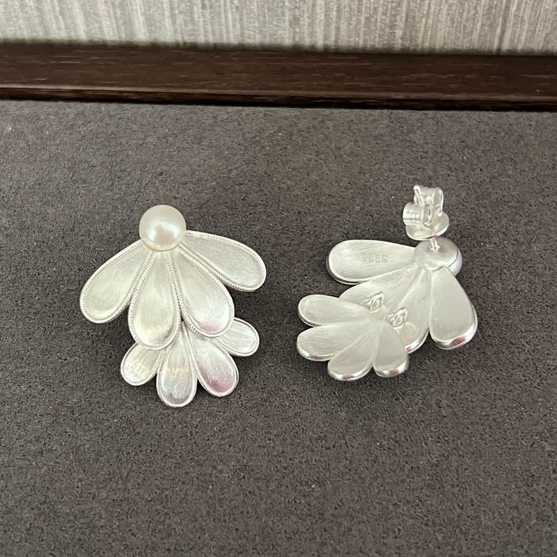 Ethnic Style Double Soma Flowers Pearl Earrings