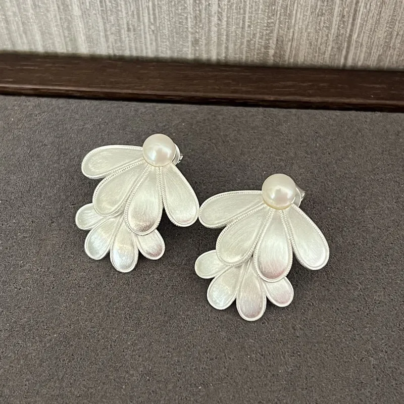 Ethnic Style Double Soma Flowers Pearl Earrings