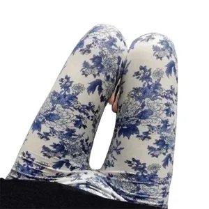 Ethnic style Retro graffiti paintings Printing flowers trousers printed High elasticity leggings