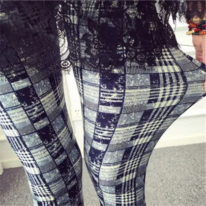 Ethnic style Retro graffiti paintings Printing flowers trousers printed High elasticity leggings