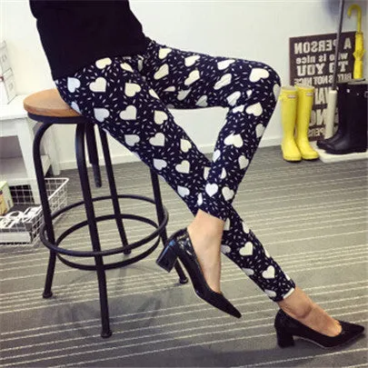 Ethnic style Retro graffiti paintings Printing flowers trousers printed High elasticity leggings