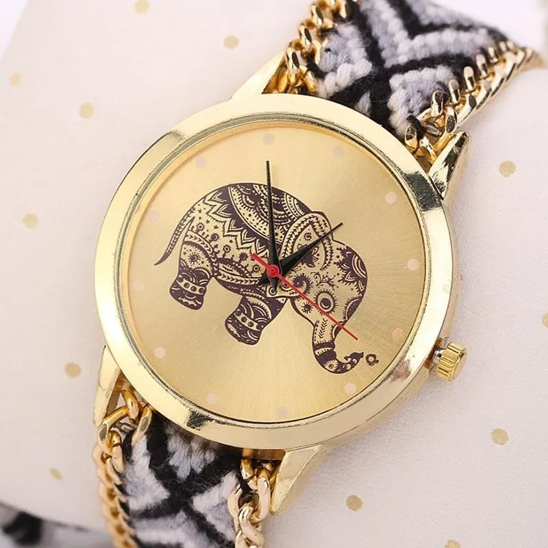 Ethnic Weave Elephant Quartz Watch