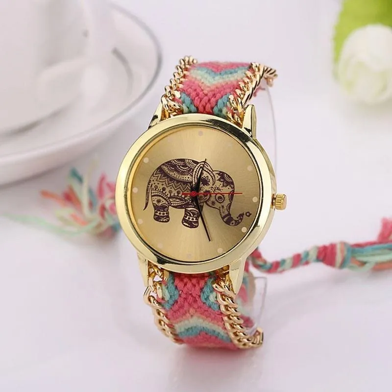 Ethnic Weave Elephant Quartz Watch