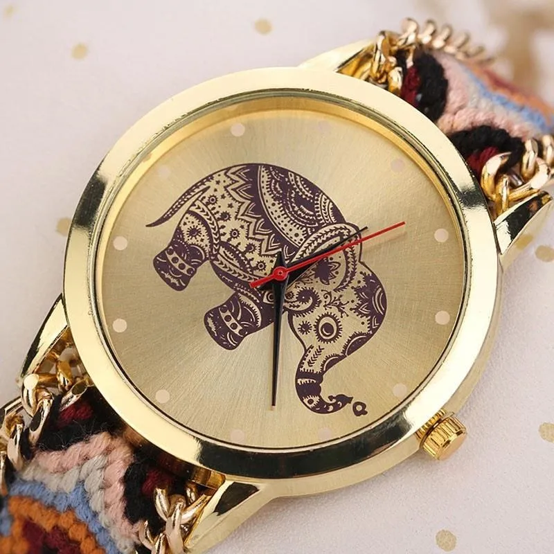 Ethnic Weave Elephant Quartz Watch