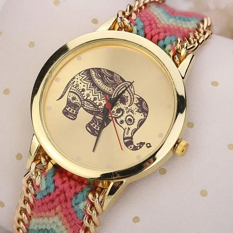 Ethnic Weave Elephant Quartz Watch