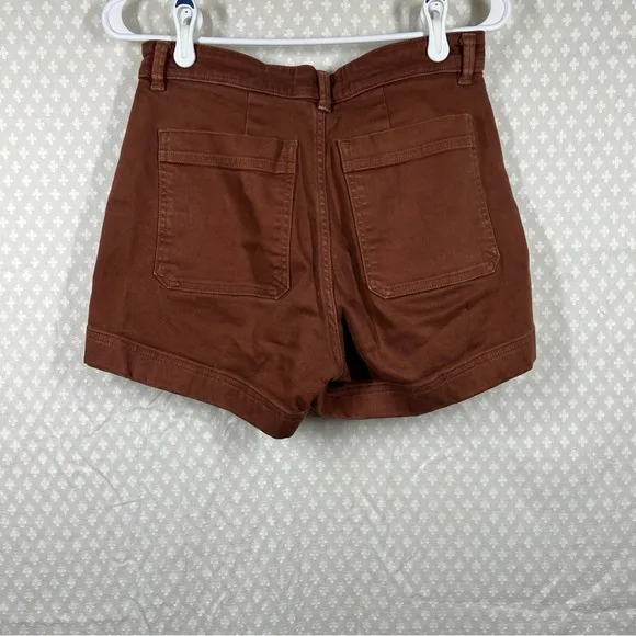 Everlane Brown The Cotton Twill High Rise Shorts