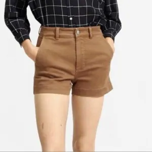 Everlane Brown The Cotton Twill High Rise Shorts