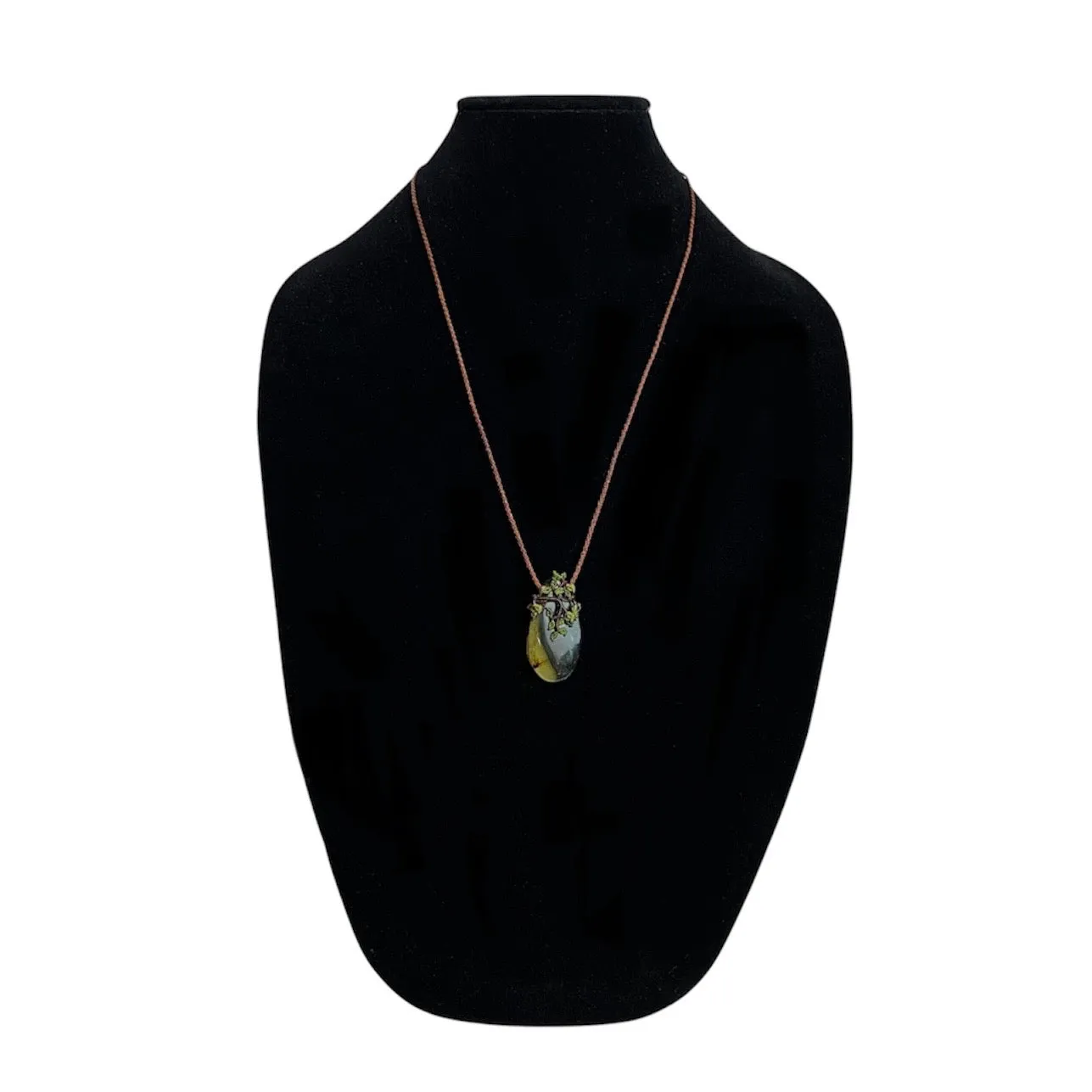 Exorrhiza Nature Inspired Macrame Jewelry Tree Necklace with Amber Gemstone Pendant