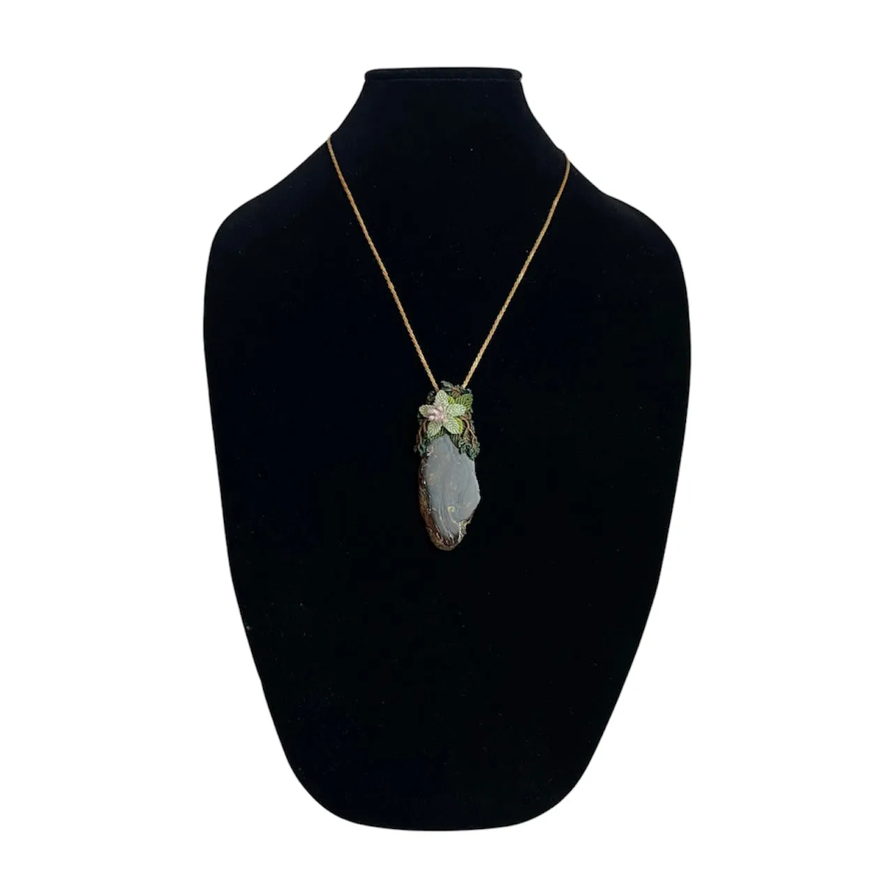 Exorrhiza Nature Inspired Macrame Jewelry Tree Necklace with Amber Gemstone Pendant