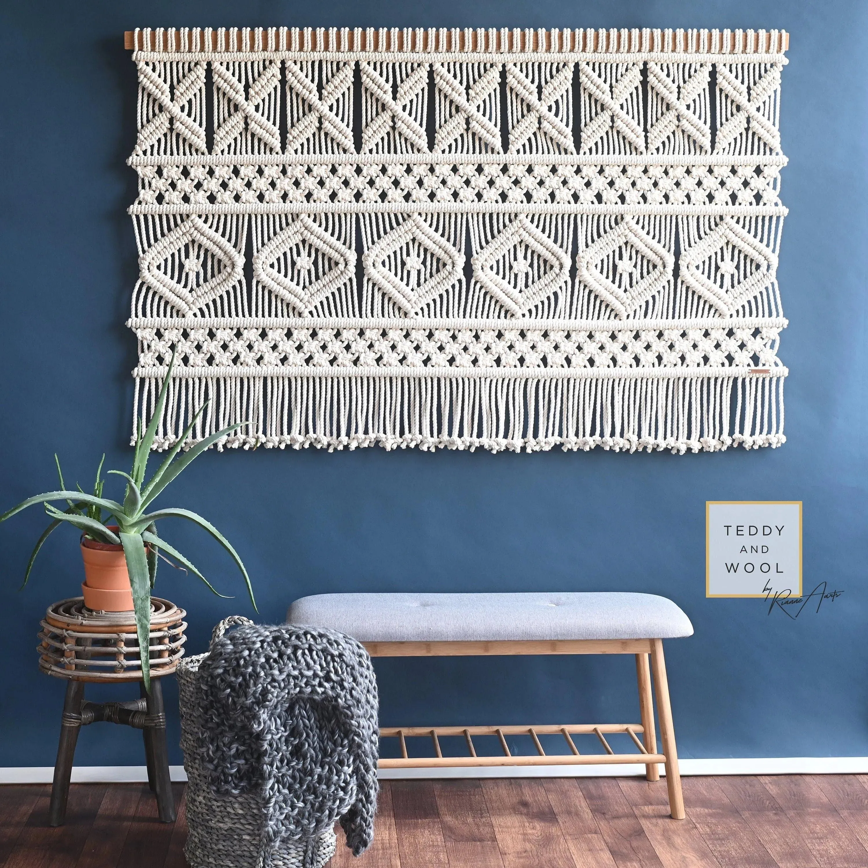 Extra Large Macrame Wall Hanging - Fiber Art - "AVA2"