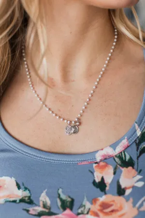 Fan Favorite Pearl Chain Pendant Necklace- Silver