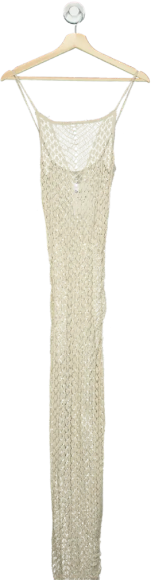 Fashion Nova Beige Metallic Yarn Knitted Dress UK XL