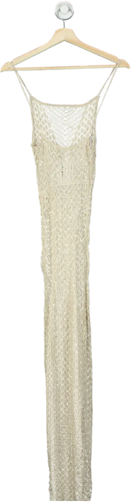 Fashion Nova Beige Metallic Yarn Knitted Dress UK XL