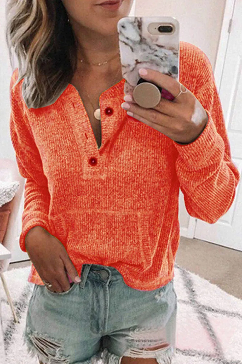 Fashion Street Solid Patchwork V Neck Tops(5 Colors)