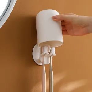 FaSoLa Minimalist Toothbrush Holder with Cup - White