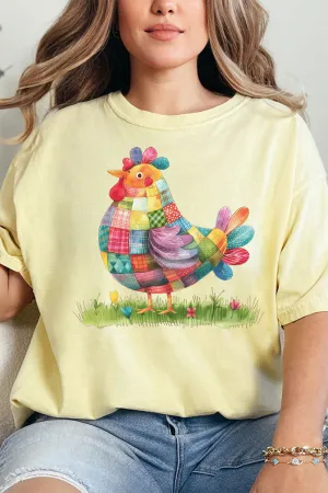 Faux Patchwork Chicken Comfort Colors Adult Ring-Spun Cotton Tee