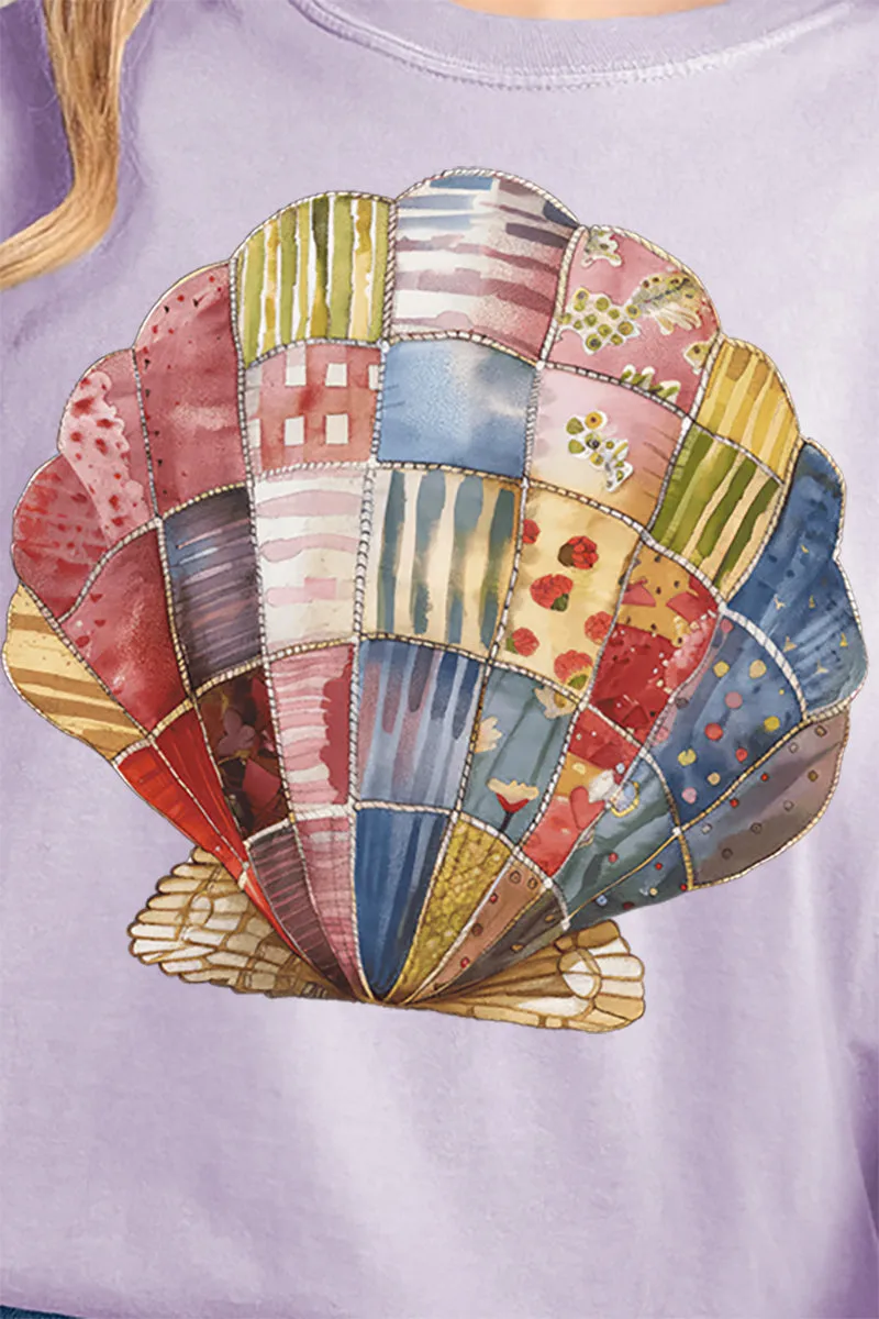 Faux Patchwork Seashell Comfort Colors Adult Ring-Spun Cotton Tee