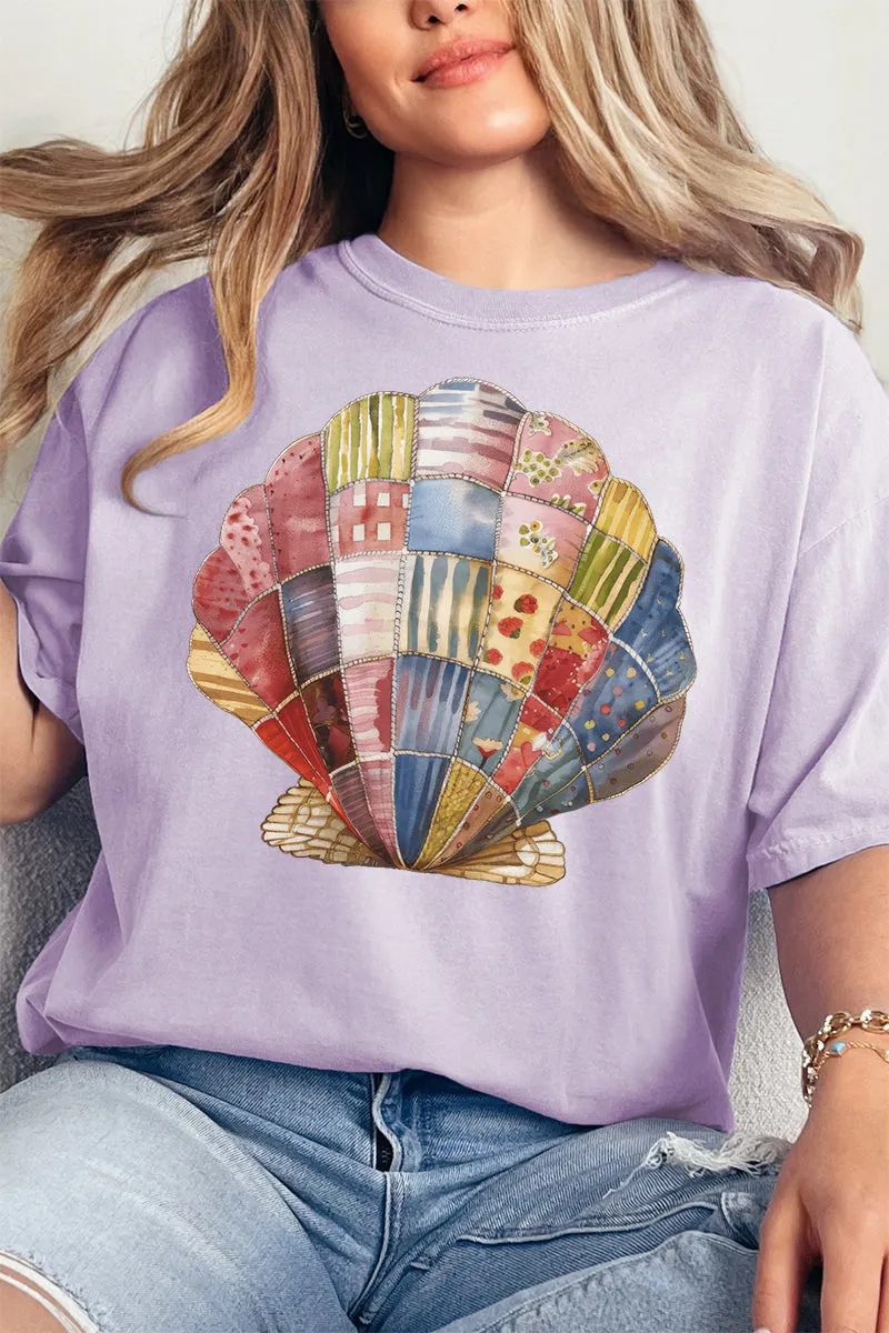 Faux Patchwork Seashell Comfort Colors Adult Ring-Spun Cotton Tee