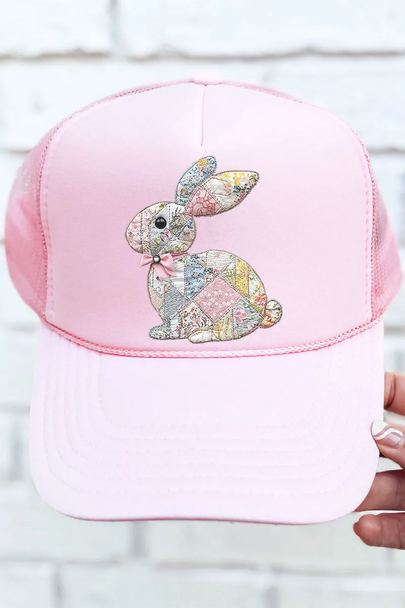 Faux Quilted Bunny Otto Soft Pink Foam Front Trucker Hat