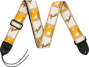 Fender 2'' WeighLess Monogrammed Strap - White/Black/Yellow